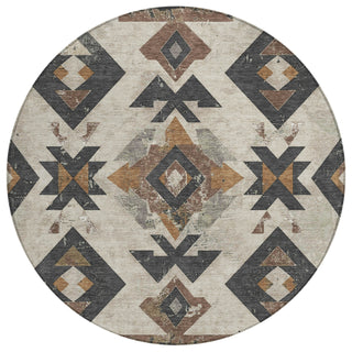 Piper Looms Chantille Aztec ACN1882 Beige Machine Washable Area Rug Round Main Image