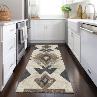 Piper Looms Chantille Aztec ACN1882 Beige Machine Washable Area Rug Runner Lifestyle Image Feature