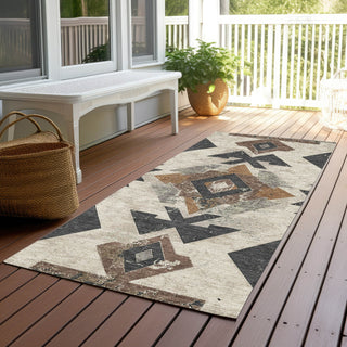 Piper Looms Chantille Aztec ACN1882 Beige Machine Washable Area Rug Runner Outdoor Lifestyle Image Feature