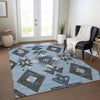 Piper Looms Chantille Aztec ACN1882 Blue Machine Washable Area Rug Lifestyle Image Feature