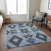 Piper Looms Chantille Aztec ACN1882 Blue Machine Washable Area Rug Lifestyle Image Feature