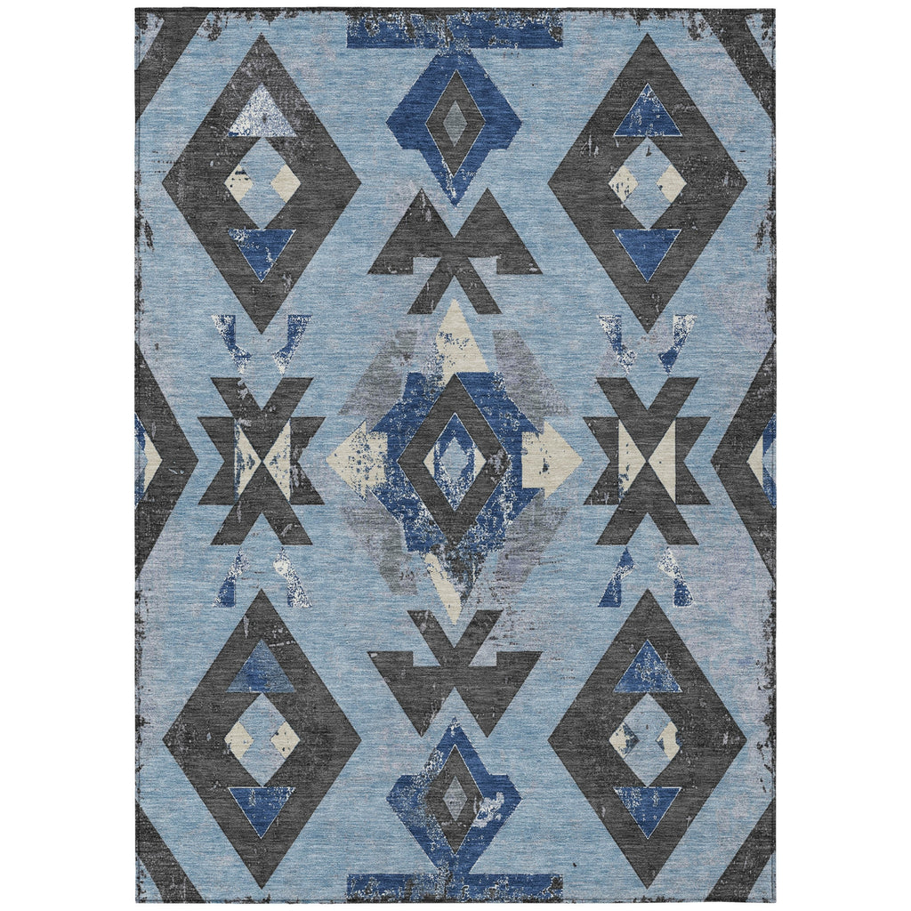 Piper Looms Chantille Aztec ACN1882 Blue Machine Washable Area Rug main image
