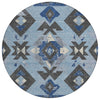 Piper Looms Chantille Aztec ACN1882 Blue Machine Washable Area Rug Round Main Image