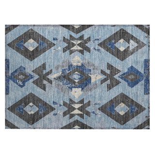 Piper Looms Chantille Aztec ACN1882 Blue Machine Washable Area Rug Scatter Main Image