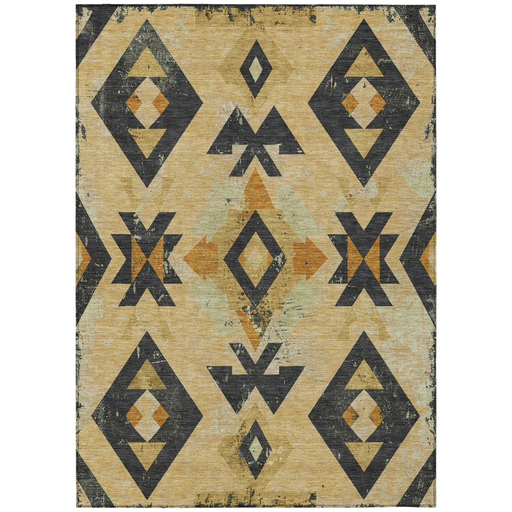 Piper Looms Chantille Aztec ACN1882 Gold Machine Washable Area Rug main image