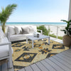 Piper Looms Chantille Aztec ACN1882 Gold Machine Washable Area Rug Outdoor Lifestyle Image Feature