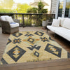 Piper Looms Chantille Aztec ACN1882 Gold Machine Washable Area Rug Outdoor Lifestyle Image Feature