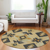 Piper Looms Chantille Aztec ACN1882 Gold Machine Washable Area Rug Round Lifestyle Image Feature