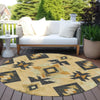 Piper Looms Chantille Aztec ACN1882 Gold Machine Washable Area Rug Round Outdoor Lifestyle Image Feature