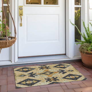 Piper Looms Chantille Aztec ACN1882 Gold Machine Washable Area Rug Scatter Outdoor Lifestyle Image Feature
