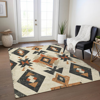 Piper Looms Chantille Aztec ACN1882 Ivory Machine Washable Area Rug Lifestyle Image Feature