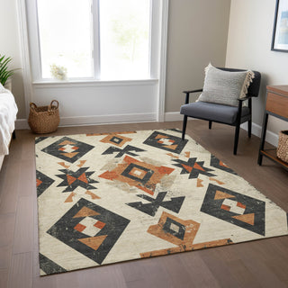 Piper Looms Chantille Aztec ACN1882 Ivory Machine Washable Area Rug Lifestyle Image Feature