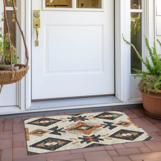 Piper Looms Chantille Aztec ACN1882 Ivory Machine Washable Area Rug Scatter Outdoor Lifestyle Image Feature