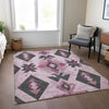 Piper Looms Chantille Aztec ACN1882 Pink Machine Washable Area Rug Lifestyle Image Feature