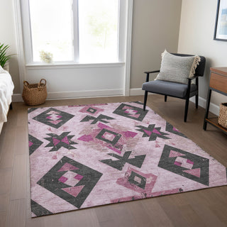 Piper Looms Chantille Aztec ACN1882 Pink Machine Washable Area Rug Lifestyle Image Feature