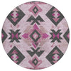Piper Looms Chantille Aztec ACN1882 Pink Machine Washable Area Rug Round Main Image