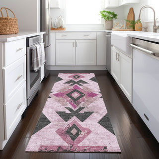 Piper Looms Chantille Aztec ACN1882 Pink Machine Washable Area Rug Runner Lifestyle Image Feature