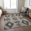 Piper Looms Chantille Aztec ACN1882 Taupe Machine Washable Area Rug Lifestyle Image Feature