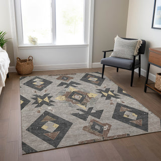 Piper Looms Chantille Aztec ACN1882 Taupe Machine Washable Area Rug Lifestyle Image Feature