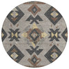 Piper Looms Chantille Aztec ACN1882 Taupe Machine Washable Area Rug Round Main Image
