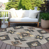 Piper Looms Chantille Aztec ACN1882 Taupe Machine Washable Area Rug Round Outdoor Lifestyle Image Feature