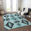 Piper Looms Chantille Aztec ACN1882 Teal Machine Washable Area Rug Lifestyle Image Feature