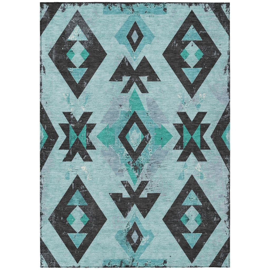 Piper Looms Chantille Aztec ACN1882 Teal Machine Washable Area Rug main image