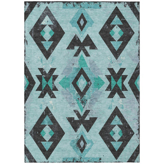Piper Looms Chantille Aztec ACN1882 Teal Machine Washable Area Rug main image