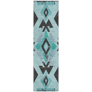 Piper Looms Chantille Aztec ACN1882 Teal Machine Washable Area Rug Runner Main Image