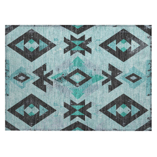 Piper Looms Chantille Aztec ACN1882 Teal Machine Washable Area Rug Scatter Main Image