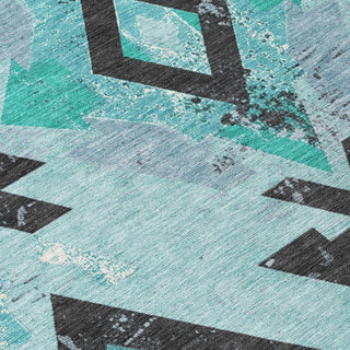Piper Looms Chantille Aztec ACN1882 Teal Machine Washable Area Rug Swatch Image