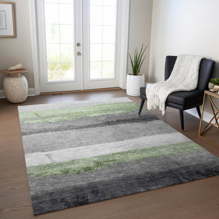 Piper Looms Chantille Stripes ACN1883 Aloe Machine Washable Area Rug Lifestyle Image Feature