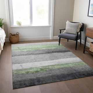 Piper Looms Chantille Stripes ACN1883 Aloe Machine Washable Area Rug Lifestyle Image Feature