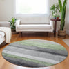 Piper Looms Chantille Stripes ACN1883 Aloe Machine Washable Area Rug Round Lifestyle Image Feature