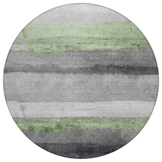 Piper Looms Chantille Stripes ACN1883 Aloe Machine Washable Area Rug Round Main Image