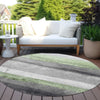 Piper Looms Chantille Stripes ACN1883 Aloe Machine Washable Area Rug Round Outdoor Lifestyle Image Feature