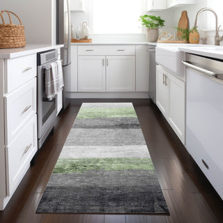 Piper Looms Chantille Stripes ACN1883 Aloe Machine Washable Area Rug Runner Lifestyle Image Feature