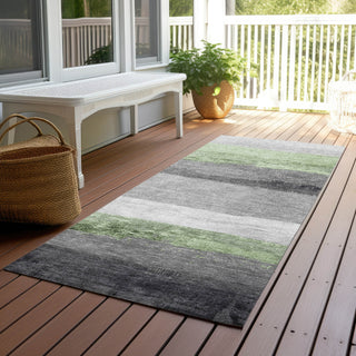 Piper Looms Chantille Stripes ACN1883 Aloe Machine Washable Area Rug Runner Outdoor Lifestyle Image Feature