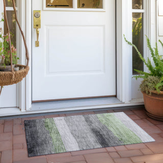 Piper Looms Chantille Stripes ACN1883 Aloe Machine Washable Area Rug Scatter Outdoor Lifestyle Image Feature