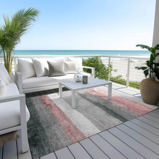 Piper Looms Chantille Stripes ACN1883 Blush Machine Washable Area Rug Outdoor Lifestyle Image Feature