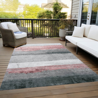 Piper Looms Chantille Stripes ACN1883 Blush Machine Washable Area Rug Outdoor Lifestyle Image Feature