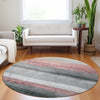 Piper Looms Chantille Stripes ACN1883 Blush Machine Washable Area Rug Round Lifestyle Image Feature