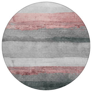 Piper Looms Chantille Stripes ACN1883 Blush Machine Washable Area Rug Round Main Image