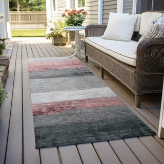 Piper Looms Chantille Stripes ACN1883 Blush Machine Washable Area Rug Runner Outdoor Lifestyle Image Feature