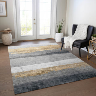 Piper Looms Chantille Stripes ACN1883 Gold Machine Washable Area Rug Lifestyle Image Feature