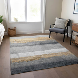 Piper Looms Chantille Stripes ACN1883 Gold Machine Washable Area Rug Lifestyle Image Feature