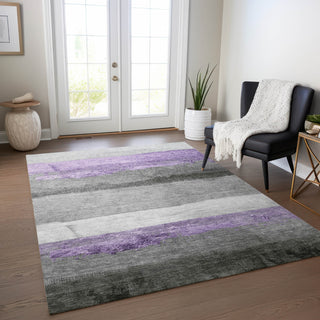 Piper Looms Chantille Stripes ACN1883 Lavender Machine Washable Area Rug Lifestyle Image Feature