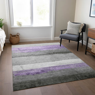 Piper Looms Chantille Stripes ACN1883 Lavender Machine Washable Area Rug Lifestyle Image Feature