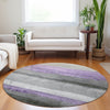 Piper Looms Chantille Stripes ACN1883 Lavender Machine Washable Area Rug Round Lifestyle Image Feature