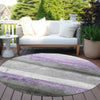 Piper Looms Chantille Stripes ACN1883 Lavender Machine Washable Area Rug Round Outdoor Lifestyle Image Feature
